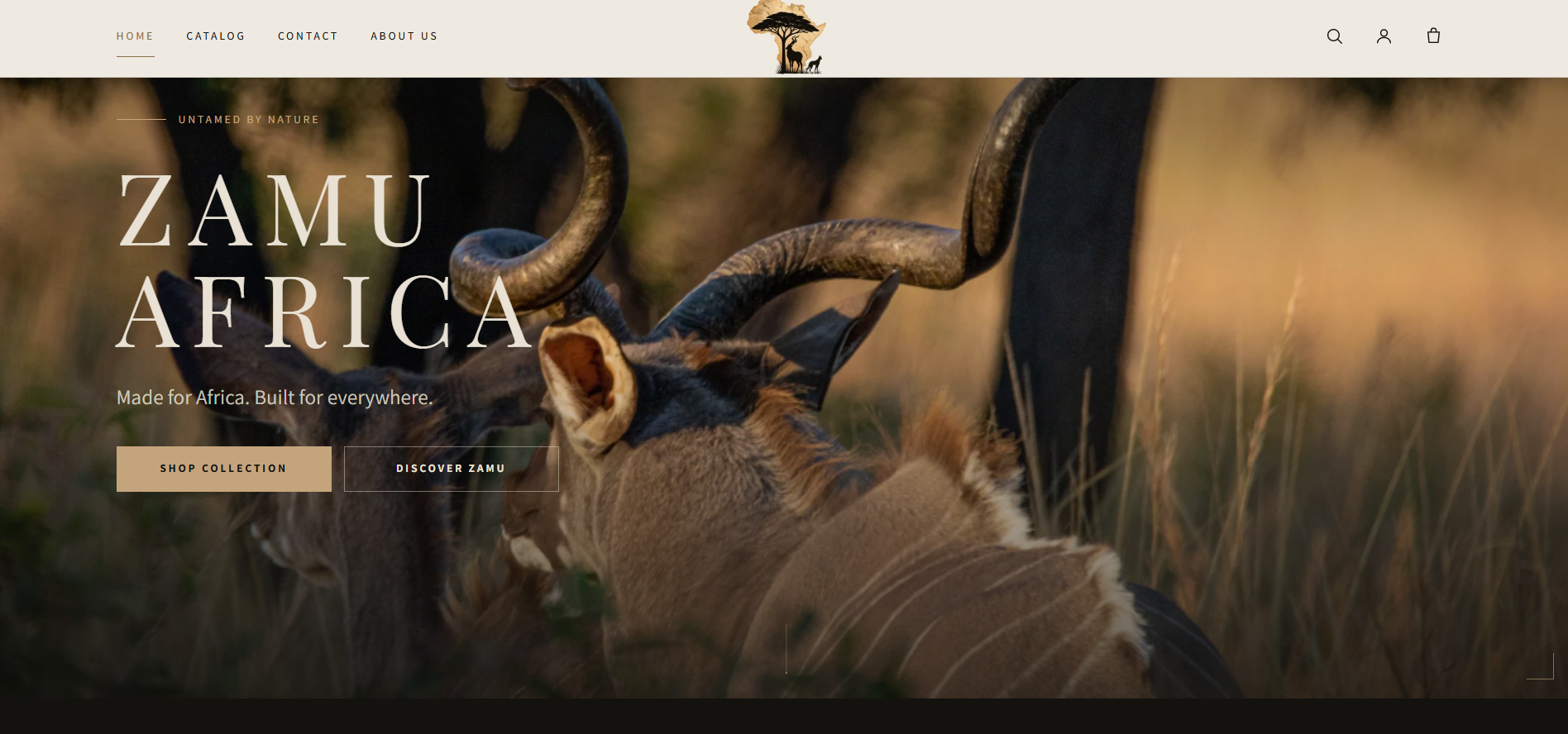 Zamu Africa Shopify storefront homepage